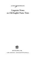 Linguistic notes on old English poetic texts