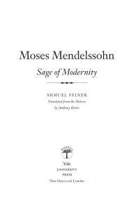 Moses Mendelssohn : sage of modernity