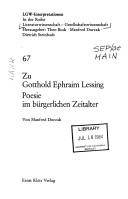 Zu Gotthold Ephraim Lessing : Poesie im bürgerlichen Zeitalter