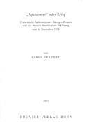 "Apaisement" oder Krieg : Frankreichs Aussenminister Georges Bonnet und die deutsch-franzöische Erklärung vom 6. Dezember 1938