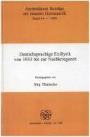 Deutschsprachige Exillyrik von 1933 bis zur Nachkriegszeit