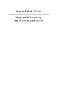 Word and music studies : essays on performativity and on surveying the field