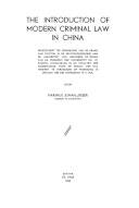 The introduction of modern criminal law in China
