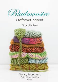 Bladmønstre i tofarvet patent : strik til halsen