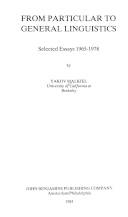 From particular to general linguistics : selected essays 1965-1978