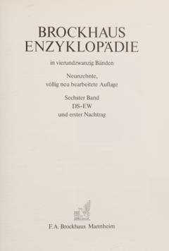 Brockhaus Enzyklopädie in 24 Bänden. 6. Band : Ds-Ew