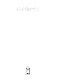 Investigations in cognitive grammar