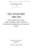 August Strindbergs samlade verk. 33 : Nio enaktare 1888-1892