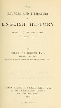 The sources and literature of English history : from the earliest times to about 1485