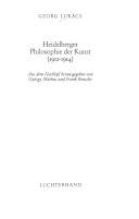 Georg Lukács Werke. Bd. 16 : Heidelberger Philosophie der Kunst (1912-1914)