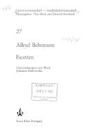 Facetten : Untersuchungen zum Werk Johannes Bobrowskis
