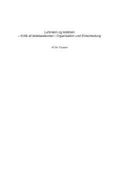 Luhmann og ledelsen - kritik af ledelsesteorien i Organisation und Entscheidung