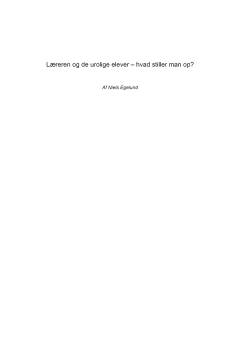 Læreren og de urolige elever - hvad stiller man op?