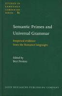 Semantic primes and universal grammar : empirical evidence from the Romance languages