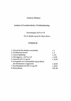 Analyse af læseforståelse i problemløsning : screeningtest ALP nr 1-8, fra 2. skoleår og op til voksne elever