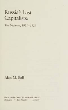 Russia's last capitalists : the Nepmen, 1921-1929